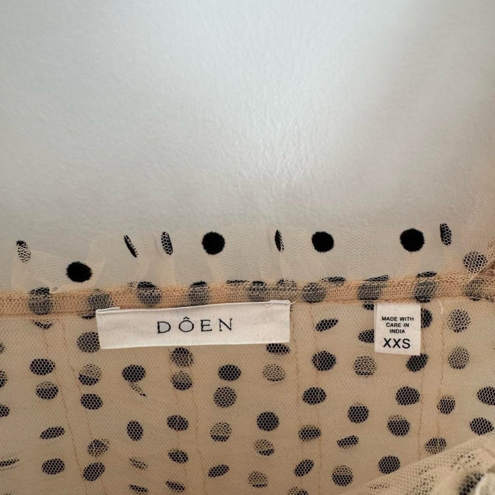 DÔEN Pamelina Dress in Cream w/ Black Polka Dots XXS (belt not included) - Picture 4 of 9